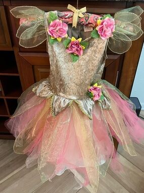 Fairy Dust Little Girls Birthday Pink Flowers Costume Dress & Headband Size 4